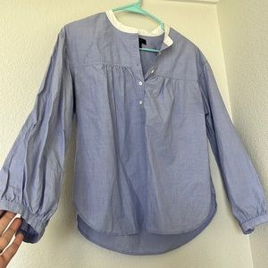 Light blue with white collar linen blouse from j crew